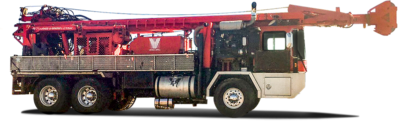 Large Red Drilling Truck